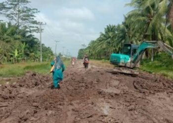 Perbaikan Jalan Penghubung Blok C Desa Jalur Mulya, Lansung Dipimpin Oleh Kades