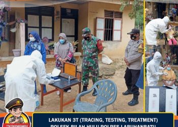 Polsek Bilah Hulu dan Puskesmas Gunung Selamat Lakukan 3T Terhadap Pasien Terkonfirmasi Covid 19