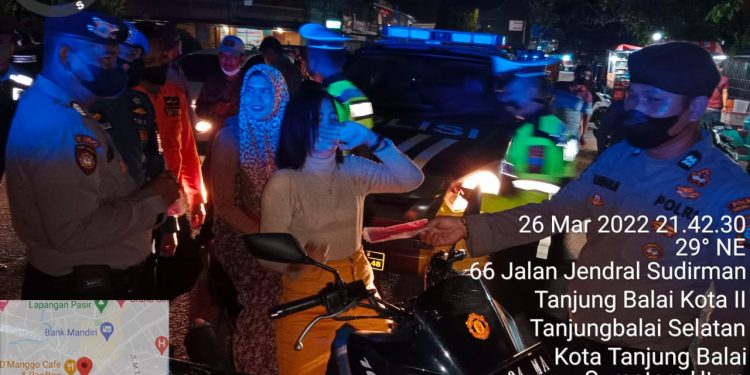 Antisipasi Penyebaran Virus Covid-19 Polres Tg.balai Gelar Patroli dan Operasi Yustisi Besama TNI dan Pemko Tg.balai