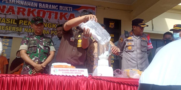 Polres Langsa Musnahkan BB Narkotika Jenis Sabu