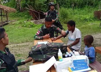 Patriot di Perbatasan Papua, Pamtas  Satgas Yonif 126/KC Berikan Pelayanan Kesehatan Gratis Secara Masif