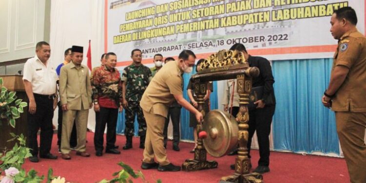 Bupati Labuhanbatu Launching Aplikasi Sekaligus  Sosialisasikan Pembayaran Digital QRIS