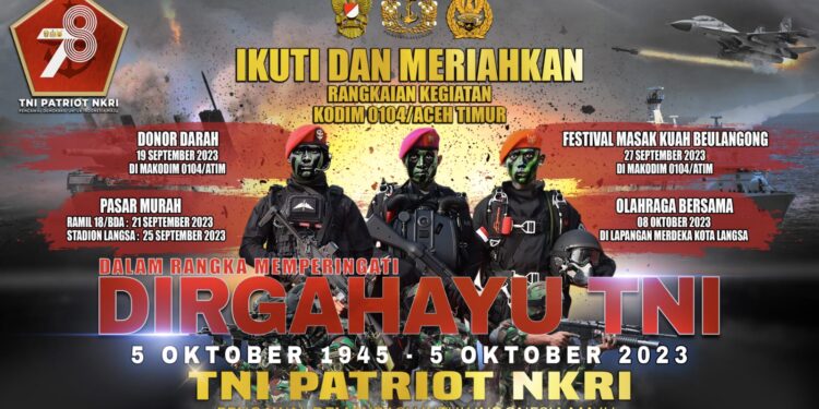 Meriahkan HUT TNI Ke-78, Gabungan Instansi TNI di Kota Langsa dan Kabupaten Aceh Timur Bakal Gelar Berbagai Kegiatan