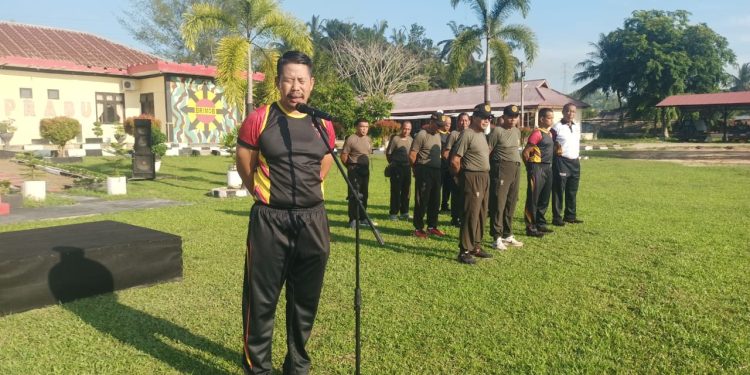 Brimob Kompi 2 Batalyon B Pelopor Aramiyah Adakan Senam Gembira dan Olah Raga Bersama