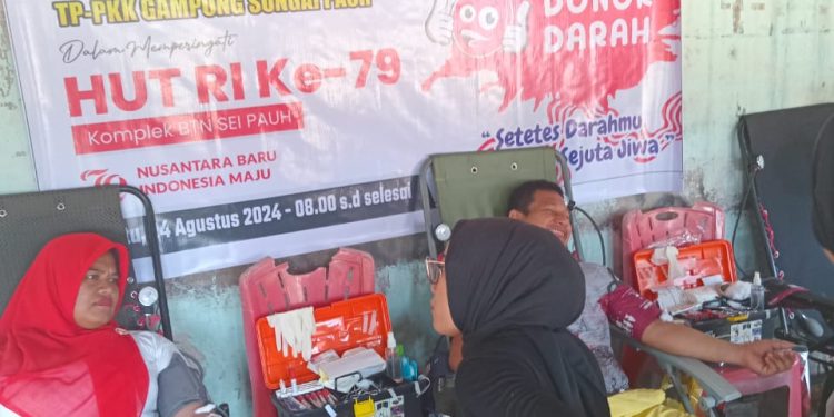 Dalam Rangka Memperingati HUT RI Ke – 79 Pemerintah Gampong Sungai Pauh Giat Laksanakan Donor Darah