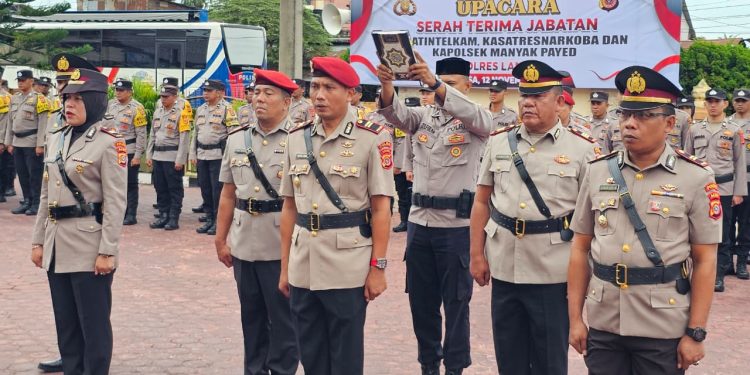 Kapolres Langsa Pimpin Sertijab, 3 Pejabat Dimutasi Termasuk Kasat Intelkam, Kasat Resnarkoba, dan Kapolsek Manyak Payed